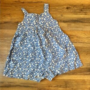 Blue Floral Shorts Romper